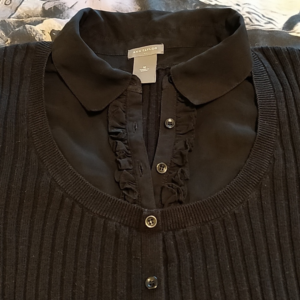 Ann Taylor Rib Knit Mock Cardigan